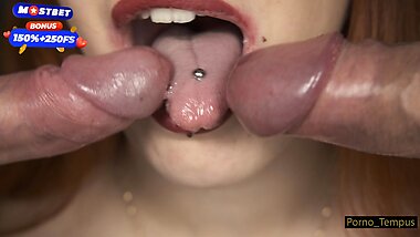 Porno_Tempus - минет с двумя членами крупным планом